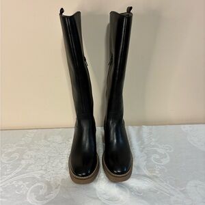 Biotime Women’s Black Leather Fleece Lined Boots With Rubber Soles